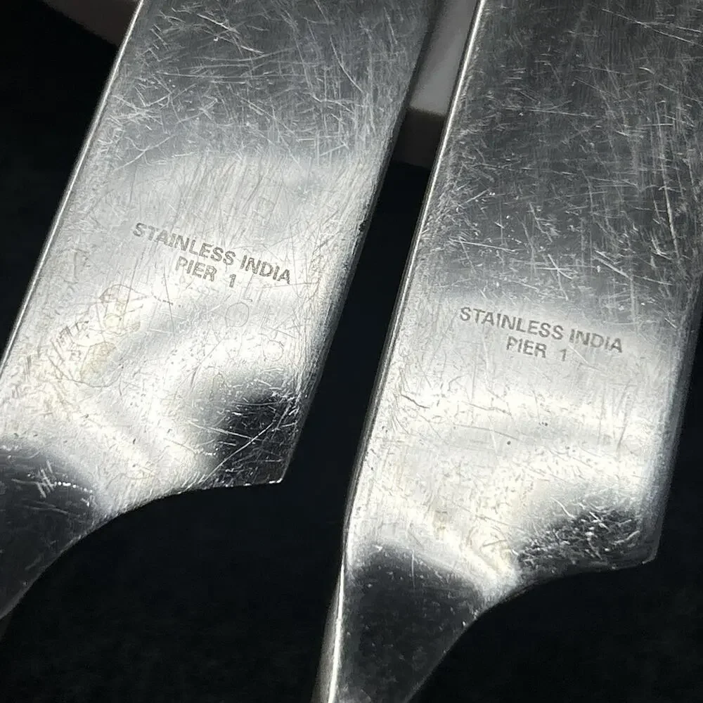Pier 1 Stainless Steel Knives 9 Inch Made In India Spiral Handle Whimsical Artsy